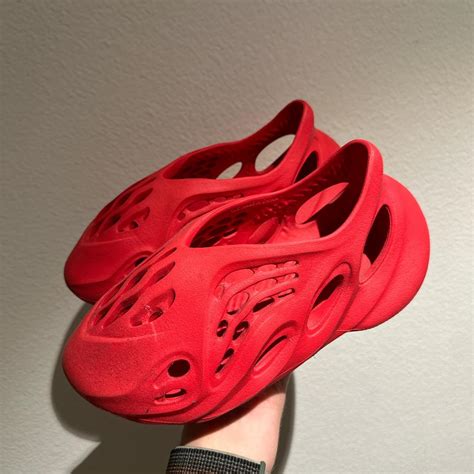 Yeezy Mens Red Sandals Depop