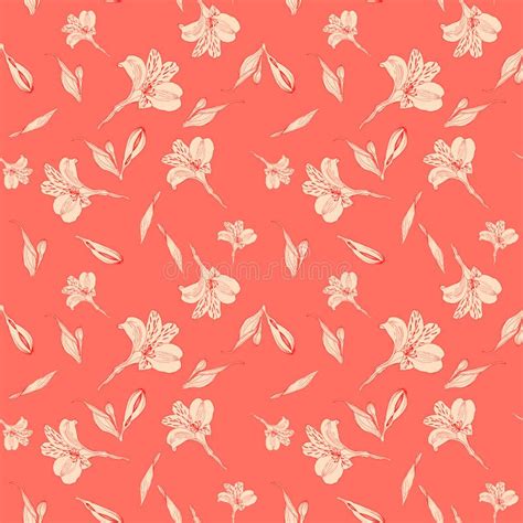 Seamless Floral Pattern Pattern With White Graphics Flowers On Living