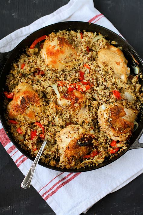 Skillet Chicken With Quinoa And Red Peppers The Pretty Bee