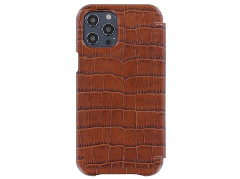 Graffi Oyster Croco Cognac Leer IPhone 12 Pro Max Hoes