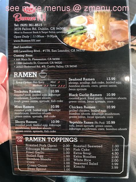 Online Menu of Ramen 101 Restaurant, Concord, California, 94520 - Zmenu