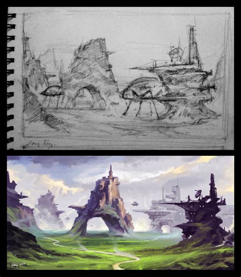 Sketch Landscape environment Concept art by Tintrung on DeviantArt