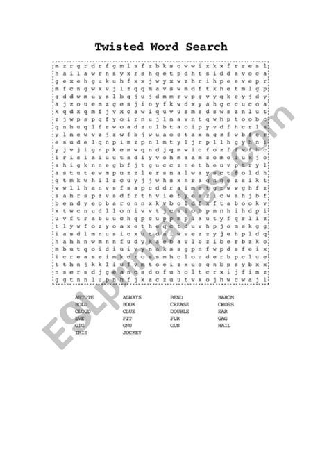 Printable Twisted Word Search Puzzles