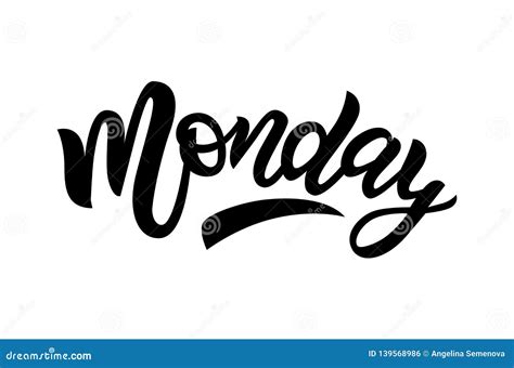 Monday Hand Drawn Calligraphy Lettering Phrase. Vector Illustration ...