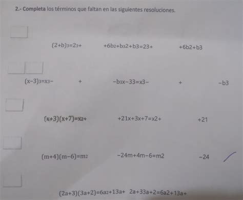 Completa Los T Rminos Que Faltan En Las Siguientes Resoluciones