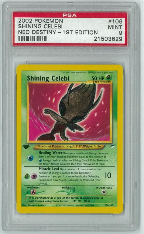 Pokemon Neo Destiny 1st Edition Shining Celebi 106105 Holo Rare Psa 9