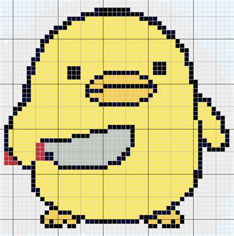 Duck With Knife Cross Stitch Pattern Pixel Art Easy Pixel Art Cross Stitch