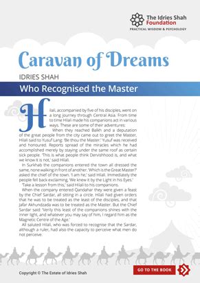 Who Recognised The Master From Caravan Of Dreams The Idries Shah