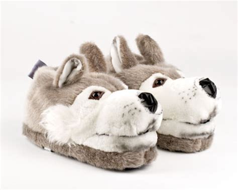 Wolf Slippers | Gray Wolf Slippers | Wolf Animal Slippers