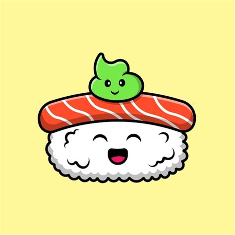 Premium Vector Cute Sushi And Wasabi Cartoon Vector Icons Illustration