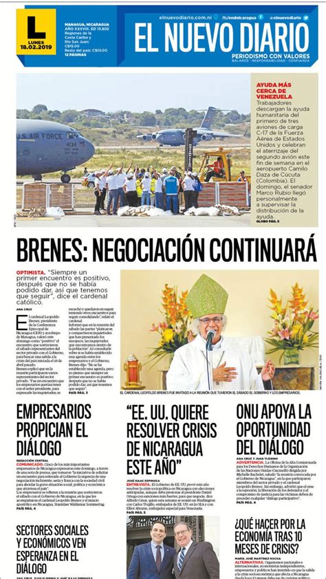 El Nuevo Diario Nicaragua 18 De Febrero De 2019 Infobae