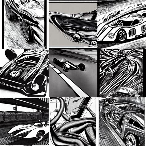 S Race Car Black And White Art By Giger Style Stable