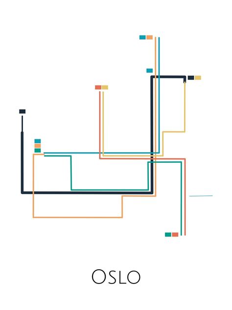 Oslo Metro Map, Oslo T-bane, Oslo Map Art, Oslo Metro Art, Oslo, Norway ...