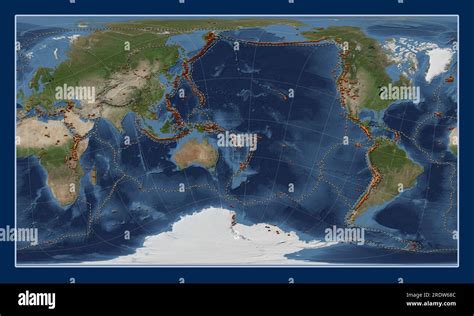 Nueva Placa Tectónica De Hébridas En El Mapa Satelital De Blue Marble En La Proyección