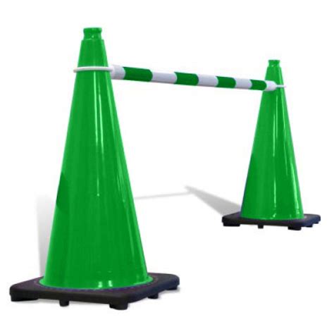 Green And White Retractable Traffic Cone Barrier Bar Pack Of 20