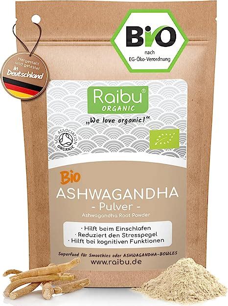 Raibu Ashwagandha Premium BIO Pulver 250g I 100 ECHTES Ashwagandha