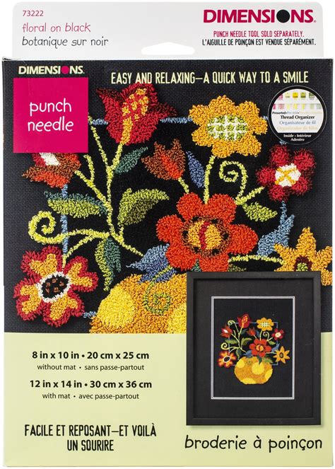 Dimensions Punch Needle Kit 10x8 Floral On Black Michaels