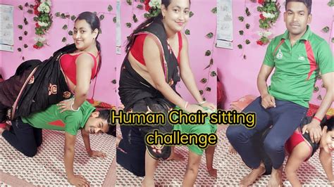 Human Chair Sitting Challenge Husband Vs Wife YouTube