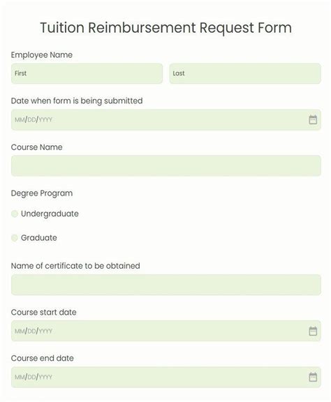 Tuition Reimbursement Request Form Template