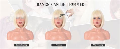 Amazon Aida Ble Ash Blonde Bob Wig With Bangs 12 Short Dark