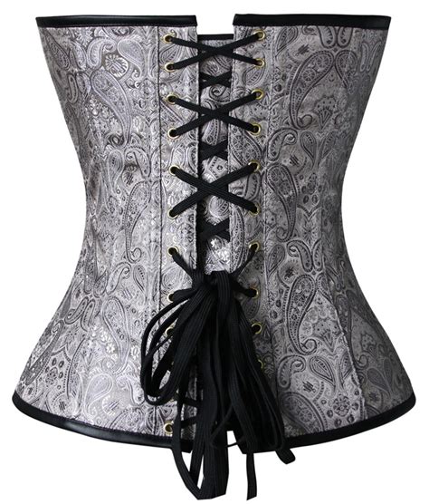 Steampunk Vintage Black Steel Bone Faux Leather Zipper Overbust Corset