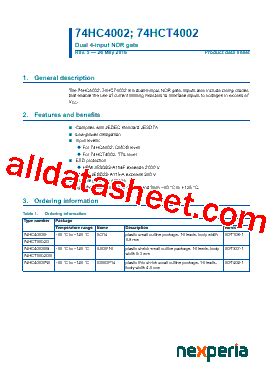 74HC4002D Datasheet PDF Nexperia B V All Rights Reserved