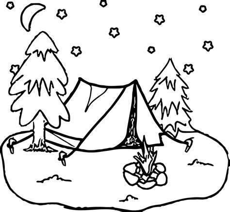 Tent Camping Night Coloring Page Wecoloringpage