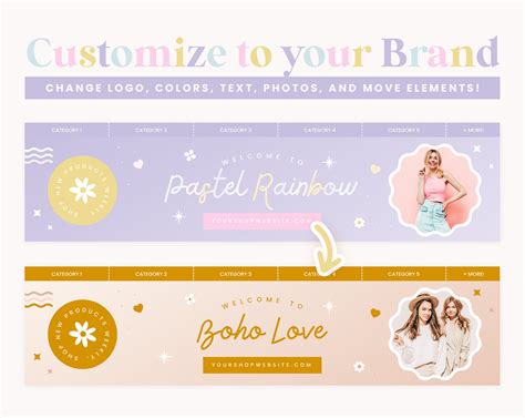 Etsy Shop Banner Templates Pastel Rainbow Etsy Branding Kit Etsy UK