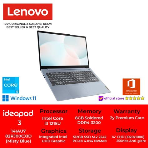 Jual Lenovo Ideapad 3 14iau7 82rj00cxid Core I3 1215u 8gb 512gb W11 Ohs Shopee Indonesia