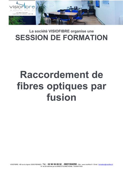 PDF Raccordement De Fibres Optiques Par Fusion Visiofibre Fr