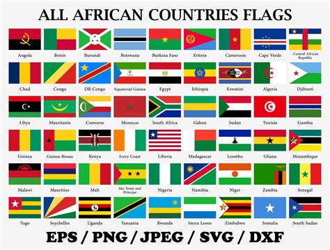 Set Of All 54 African Countries Flags Graphic By Terrabismail · Creative Fabrica