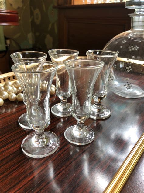 Lovely Set Of 5 Vintage Mid Century Sherry Aperitif Glasses Etsy