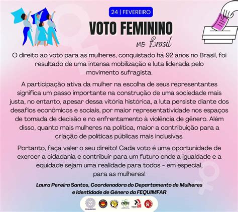 Quem Deu Direito Ao Voto Feminino - Direito ao voto feminino completa 92 anos - FEQUIMFAR