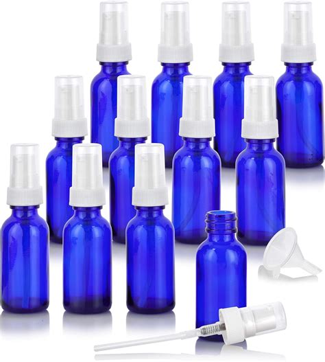 Juvitus 1 Oz 30 Ml Cobalt Blue Glass Boston Round Bottle With White Treatment Pump