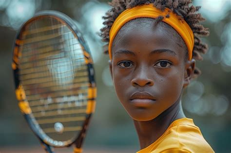 Portrait d un jeune joueur pratiquant le tennis Image générée à base dIA