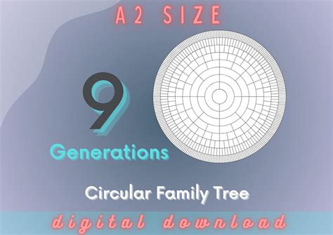 9 Generation Circular Family Tree A2 Printable Custom Ancestral ...