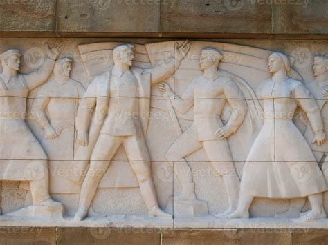 Wall Of Heroes Second World War Monument Detail Closeup Shot