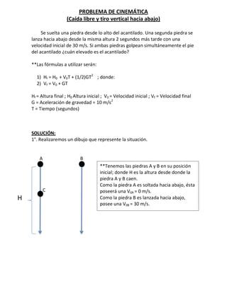 Problema de cinemática Caída libre y tiro vertical PDF