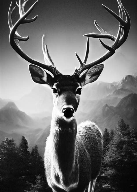 Wall Art Print Black Deer Europosters