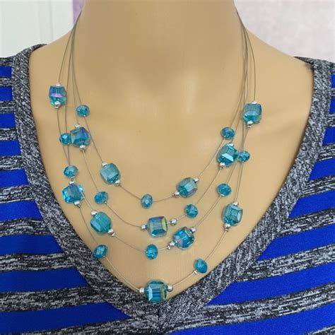 No Brand Jewelry Multi Strand Glass Bead Floating Necklace Poshmark