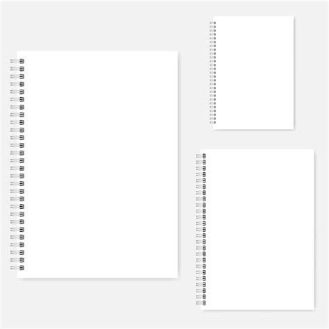 Witte Lege Notebook Vector Mockup Set A4 A5 A6 Spiraal Kladblok Mockup