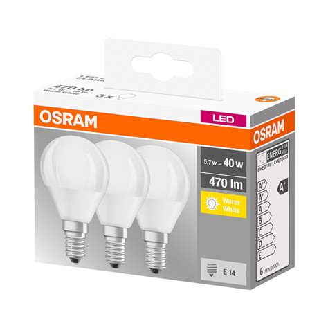 Комплект от 3 крушки Led Osram P40 E14 5 7w 40w 470 лумена Матова