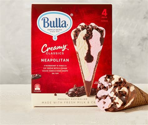 Bnib Bulla Neopolitan Creamy Ice Cream Cones Cones In Box Food