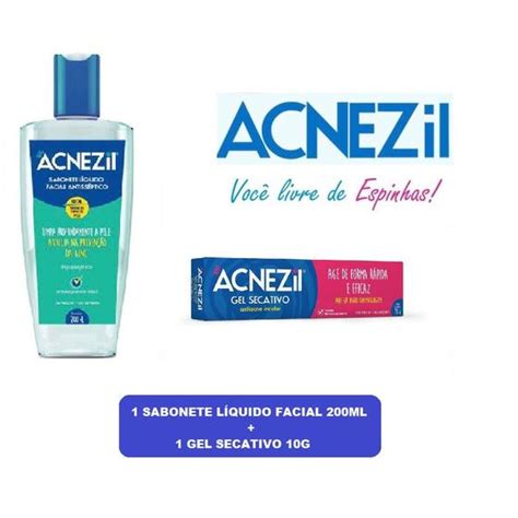 Kit Acnezil Sabonete Liquido Ml Gel Secativo Anti Acne G Contra