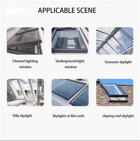 Roof Glass Skylight Aluminum Windows Hurricane-proof Ventilation