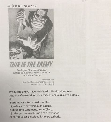 Enemy Tradução - Resolvido:(Enem (Libras) 2017) THIS IS THE ENEMY Tradução: "Este é o ...