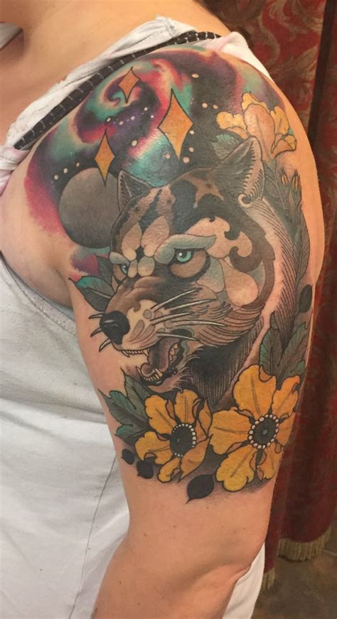 Neo Traditional Wolf By Chuck Gordon Of Soular Tattoo In Lahaina Hi