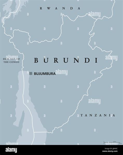 Politische Karte Hauptstadt Bujumbura Burundi Und Ländergrenzen Hinweg