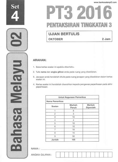 PDF BM SET4 PT3 2016 Gurubesar My Set 4 Kertas Model Peperiksaan