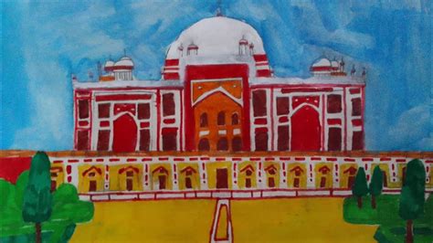 How To Draw Humayun Tomb Painting L How To Draw Humayun Tomb L Humayun